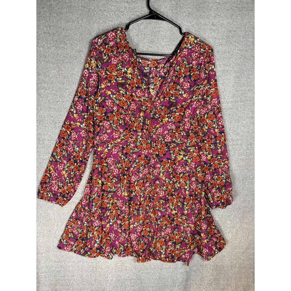 boho Floral Long Sleeve Short Dress Size L